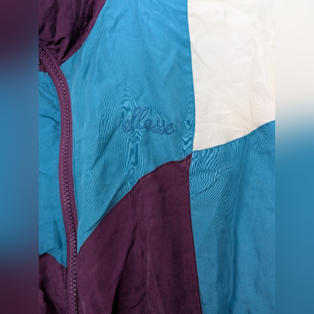 Vintage Ellesse 80s Colorblock 100% Silk Windbreaker - Picture 2 of 7